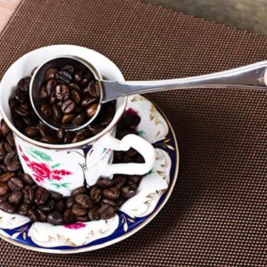 Imagem de Colher de café de aço inoxidável, colher métrica reutilizável de grãos de café, colher de medida de cabo longo com boca arredondada para casa, bar, proteína em pó