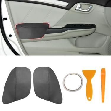 Imagem de SUNBREATH Capa de apoio de braço compatível com painéis de porta dianteira para Honda Civic 2012-2015 couro esquerda e direita guarnição do apoio de braço da porta dianteira com ferramenta de