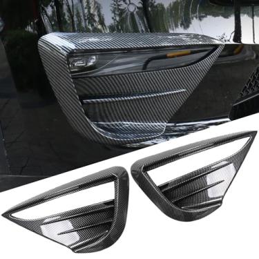 Imagem de FLAMPETUS Capa de acabamento de farol de neblina frontal para Tesla Model Y, 2 peças de tampa de pálpebras de sobrancelha de farol de neblina, acabamento de lâmina, acessórios de spoiler para modelo Y