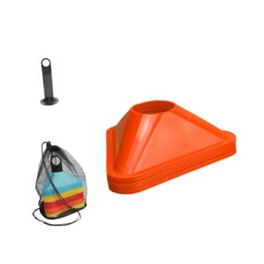 Imagem de Zxpjkyu Conjunto de 10 Cones Triangulares para Treinamento de Agilidade No Futebol, Placa Auxiliar para Futebol, Marcador de Campo de Futebol E Tênis para Tre, Laranja