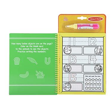 Imagem de Phefop Livro de Colorir de água, Livro de Atividades Reutilizável Com Caneta de água, Brinquedo Educativo para Crianças Pequenas, Bloco de Desenho Portátil para Aprendizagem Divertida (Número)