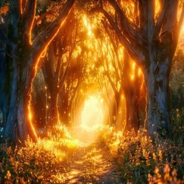 Imagem de Quadro Decorativo Natureza Outonal Árvores Sunlight Estampa Colorida 30x30cm