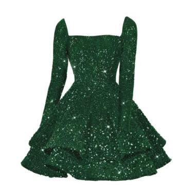 Imagem de Vestido de boas-vindas YOFF Glitter, lantejoulas, em camadas, evasê, m