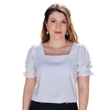 Imagem de Blusa Social Feminina Manga Bufante Princesa em Viscolinho Elegante - 