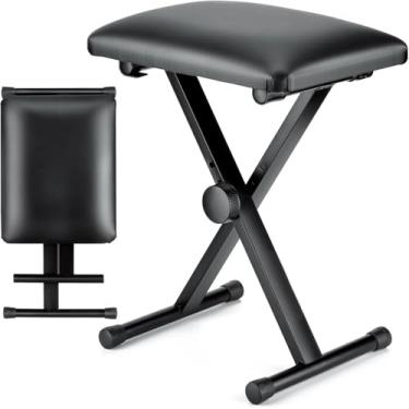 Imagem de VEDO Banco para piano，ajustável e dobrável com almofada de assento confortável em espuma de alta densidade - design antiderrapante para perfeita estabilidade - espaço guardar (63 * 33 * 65.5CM)
