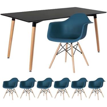 Imagem de Loft7, Mesa de jantar retangular Eames 80 x 160 cm + 6 cadeiras Eiffel DAW