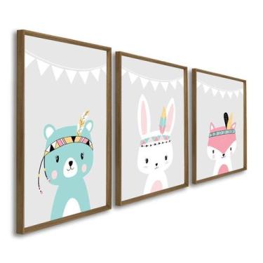 Imagem de Quadro Decorativo Infantil Aventura Espacial 3 Telas 60x90cm para Esco