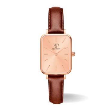 Imagem de Relógio Feminino Quadrado Delicado Casual Fundo Rosé - New Port