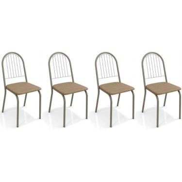 Imagem de Cadeira Sala De Jantar Noruega 2c077 Kit 4 Un Niquel - Capuccino - Kappesberg