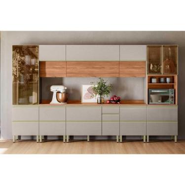 Imagem de Cozinha Completa Proença 8 Peças (3aéreos+3balcões+1paneleiro+1cristaleira) C8p74 Nogueira Touch-nude Prime - Demóbile