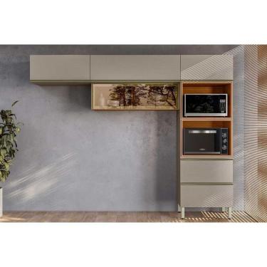 Imagem de Cozinha Completa Proença 3 Peças (2aéreos+1torrequente) C3p65 Nogueira Touch-nude Prime - Demóbile