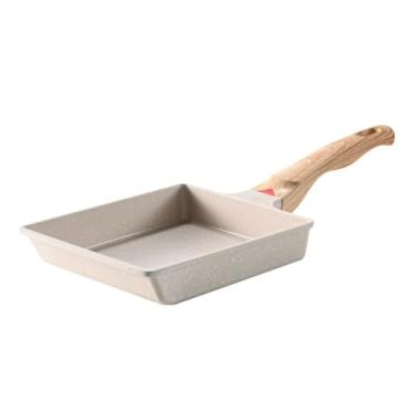 Imagem de Frigideira quadrada Tamagoyaki para omelete japonesa com cabo de madeira, antiaderente para rolo de ovo de café da manhã, assadeira profissional com batedor e conjunto de espátula
