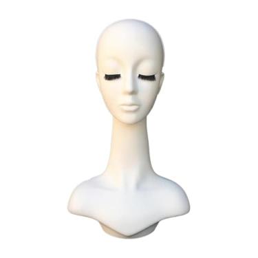 Imagem de OIIBWQ Cabeça de manequim para treinamento, suporte multifuncional para exposição de chapéus, suporte para perucas, para colares, chapéus, óculos, perucas e, Lábio Branco