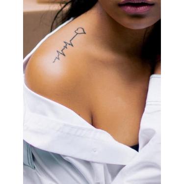 Imagem de 4 peças adesivos de tatuagem de suco de ervas, batimentos cardíacos, padrões de texto emocionais, presente de festa todos os dias, tatuagens minimalistas, braço, perna, pulso, costas, corpo, adesivo