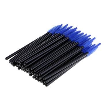 Imagem de barenx Pacote com 50 pincéis de rímel descartáveis para cílios varinhas aplicadores de bastões de maquiagem para mulheres e maquiagem profissional de salão - azul