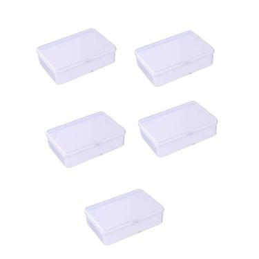 Imagem de 5 minirecipientes de armazenamento de plástico com tampa, estojo de viagem pequeno organizador retangular transparente para colecionar itens, contas, joias, cartões, artesanato