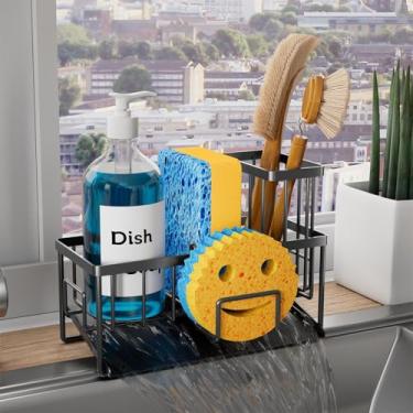 Imagem de Vanwood Suporte de esponja para pia de cozinha com bandeja própria, organizador de cocina com suporte de escova, suporte de esponja de prato para organizadores de cozinha e itens essenciais de