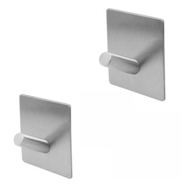 Imagem de Gancho Cabide de Inox Quadrado Autoadesivo com 2 unidades de 5,5x3cm Suporte de toalhas Panos de prato