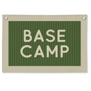 Imagem de STHTTSW Decoração de parede de quarto de crianças, decoração de sala de aula de acampamento, faixa de lona de linho, faixa verde sálvia, decorações temáticas de acampamento para berçário infantil