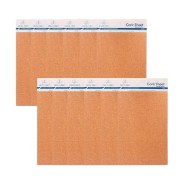 Imagem de Angels Craft Pacote com 12 folhas de cortiça - 30 cm x 19,8 cm - Material de artesanato versátil para projetos de bricolage, quadros de avisos, porta-copos, mini azulejos de decoração de parede