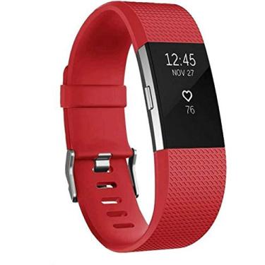 Imagem de PANDA BOBO Pulseiras esportivas compatíveis com Fitbit Charge 2, pulseiras clássicas ajustáveis (vermelho, grande)