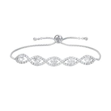 Imagem de Ymeiselle Pulseira feminina banhada a ouro 18K com pedras de zircônia cintilantes, tamanho ajustável, presente elegante para casamento, aniversário, festa, mãe, namorada, Natal, Medium, Cobre