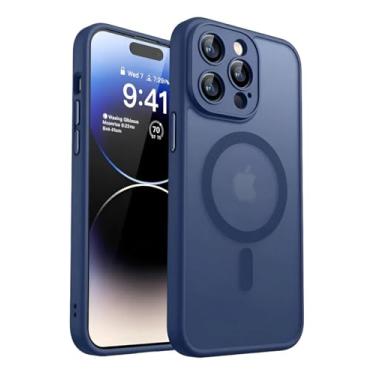 Imagem de Capinha Para iPhone com Carregamento Magnetico e Proteção de camera Anti Impacto Fosca (Azul Marinho, iPhone 15 Pro Max)