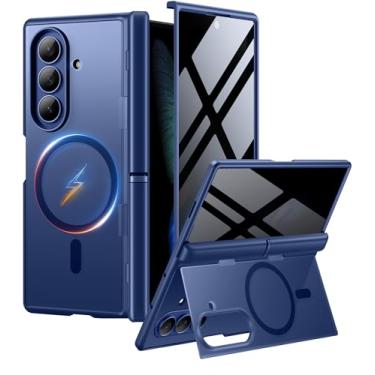 Imagem de MOBOSI Capa para Samsung Galaxy Z Fold 7 com protetor de tela de privacidade, [compatível com Magsafe], [2 suportes embutidos e proteção de dobradiça de corpo inteiro] Capa magnética fina para celular