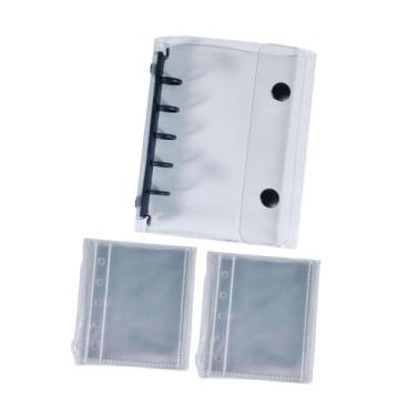 Imagem de MotiveTech Capa transparente para fichário com 5 furos, botão de pressão e folhas internas em branco para fotos de férias em família. Ideal para artesanato e, Preto