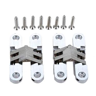 Imagem de 2 pcs 304 dobradiças escondidas de aço inoxidável invisível Dobradiça de porta dobrável invisível para hardware de móveis de cozinha com parafusos YYDFPIIA (Color : 13x45mm)
