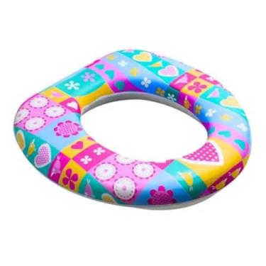 Imagem de Assento Redutor Sanitário Infantil Almofadado com Espuma Alta Densidade Para Privada Vaso 29,5 x 28 x 6 cm para Crianças em Fase de Desfralde (Flor)