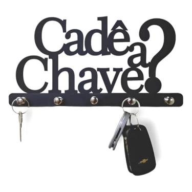 Imagem de Porta Chaves “Cadê a Chave?” Suporte de Parede Criativo com 5 Ganchos – Organização Decorativa para Casa