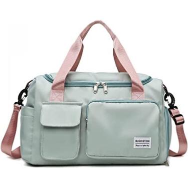 Imagem de Bolsa Mala Feminina Academia Esportiva Viagem Porta T?nis,ideal Para Suas Viagens, Banhos De Piscina, Praia, Clube, Academia, Pr?tica De Esportes e Maternidade (verde com rosa)