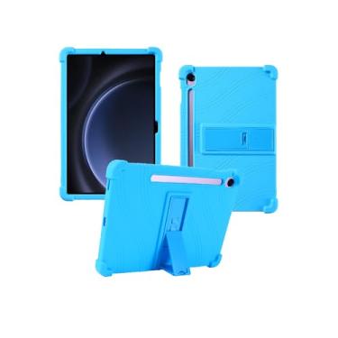 Imagem de Capa para tablet Samsung Galaxy Tab S10 FE+ 33.3 cm, capa protetora de borracha leve à prova de choque, capa protetora de silicone macio e ajustável para crianças, azul claro