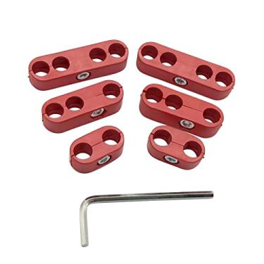 Imagem de 6 peças/conjunto 7 mm 8 mm separador de fios de vela de ignição divisores teares cor vermelha serve para Mopar Ford Chevy Mustang