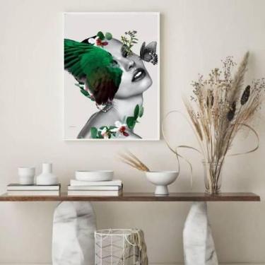 Imagem de Quadro Decorativo Rosto Mulher Com Asa 45x34cm - Quadros On-Line