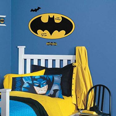 Imagem de RoomMates RMK2623SLM Adesivo de parede gigante com logotipo do Batman apagável a seco e adesivo