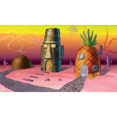 Imagem de RoomMates Bob Esponja Calça Quadrada Sunset Pink Peel and Stick Mural, RMM1373