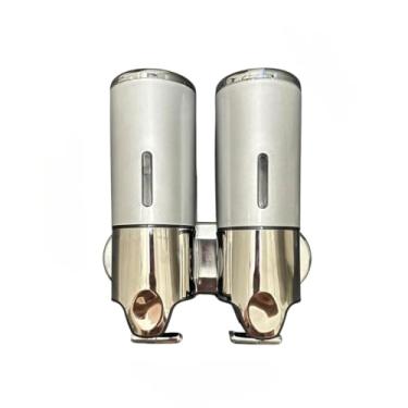 Imagem de Dispenser Parede Manual Shampoo Sabonete Alcool Gel Ideal para Banheiro Hotel Com 1, 2 ou 3 Reservatórios Cinza dispenser sabonete liquido para Banheiro, Hotel (2 RECIPIENTES)