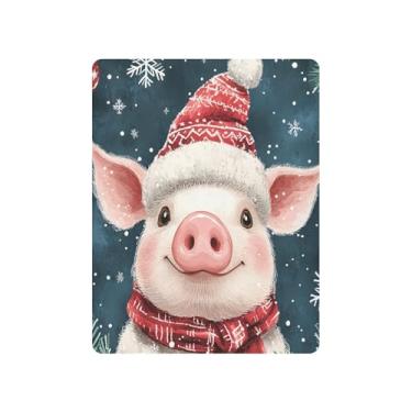 Imagem de Blueangle Jogo de lençol com elástico para bebês – Jogo de lençol macio e respirável fofo de porco de Natal, serve para colchão de berço padrão (463)