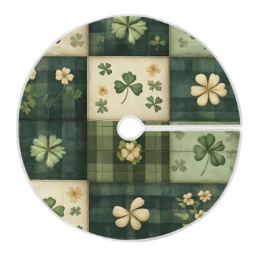 Imagem de ATTX Saia de árvore xadrez verde de São Patrício 120 cm, enfeites de árvore de Natal, para decoração de feriado do dia de São Patrício (491)