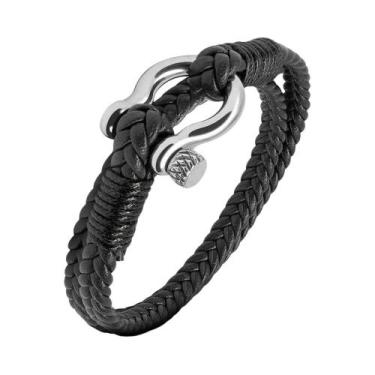 Imagem de Pulseiras De Couro Multicamadas Para Homens Com Âncora De Aço Inoxidáv