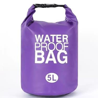 Imagem de Bolsa Impermeável Saco Estanque 2/5/10/15/20/30L para Camping, Pesca, Caiaque, Praia e Natação – Dry Bag à Prova d’Água(Roxo)