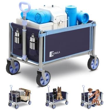 Imagem de Sunula Carrinho dobrável 3 em 1 de 160 L – Carrinho dobrável com rodas, 2 suportes para copos, para acampamento, compras, jardim, passeios de animais de estimação