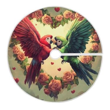 Imagem de Qilmy Saia de árvore de Natal papagaio de dia dos namorados 120 cm, camurça para árvore de Natal, adequada para decoração de armário em ambientes internos e externos, festas, escritórios, lojas