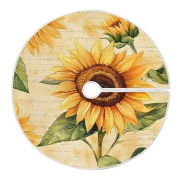 Imagem de Qilmy Saia de árvore de Natal de girassóis 90 cm, camurça para árvore de Natal, adequada para decoração de armário em ambientes internos e externos, festas, escritórios, lojas, armários645