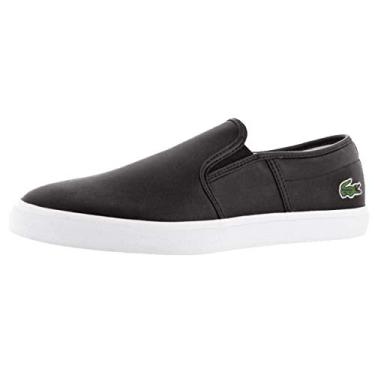 Imagem de Lacoste Tênis masculino Tatalya de couro sem cadarço, Preto/branco, 43