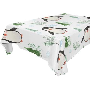 Imagem de Burbuja Toalha de mesa pinguins, toalha de mesa quadrada anti-rugas grossa para decoração de jantar, cozinha, festa, 137 x 137 cm