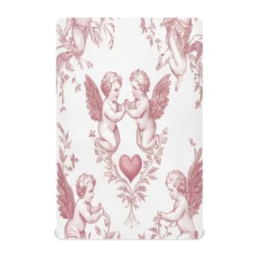Imagem de STAYTOP Lençóis de berço Love Cupid para meninos e meninas, lençol com elástico para berço padrão e colchão infantil, de microfibra supermacia, 132 x 71 cm