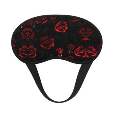 Imagem de Máscara de dormir blackout com estampa de rosas vermelhas e pretas, máscara para os olhos, leve, macia, para dormir, meditação, viagem, ioga